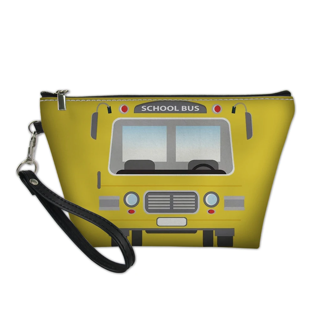 

Make Up Bag for Women School Bus Print Woman Cosmetic Bag Organizer Travel Toiletry Wash Kit Box Ladies Portable Makeup Case