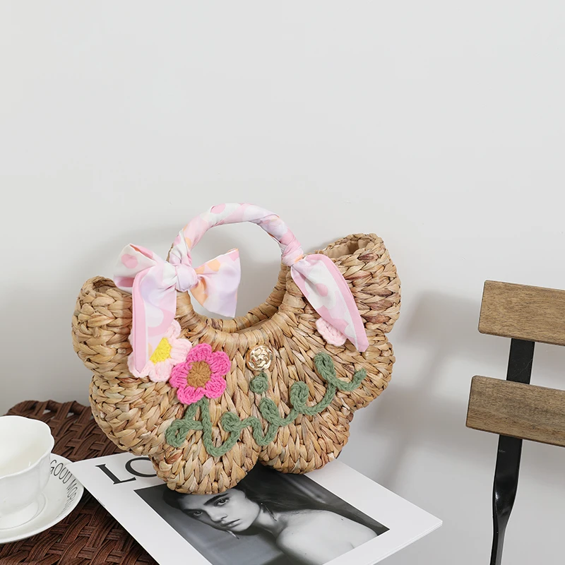 Соломенная Сумка с цветочным рисунком новый дизайн портативная тайская плетеная