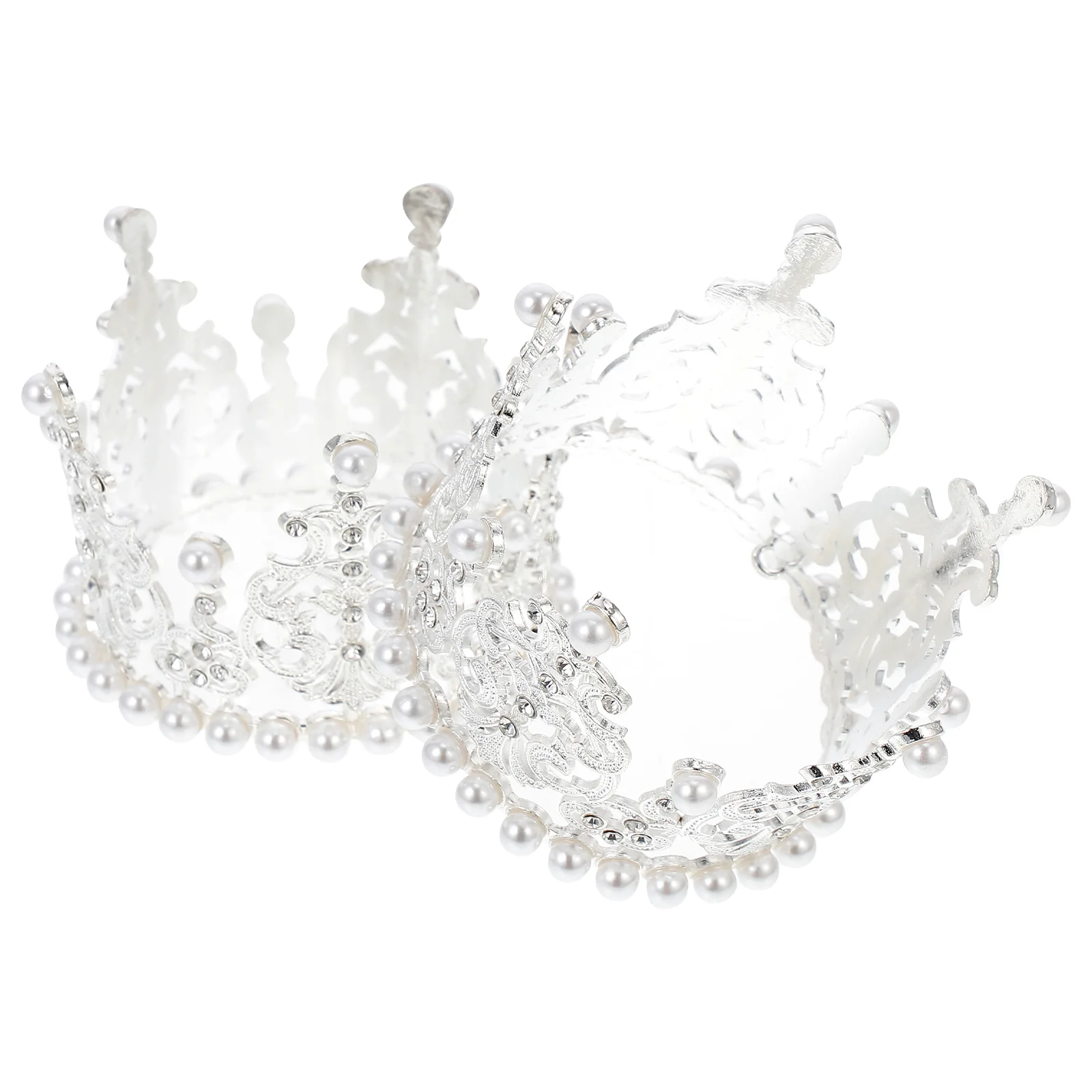 

2 Pcs Cake Crown Rhinestone Headpiece Birthday Bride Headpieces Wedding Miniature