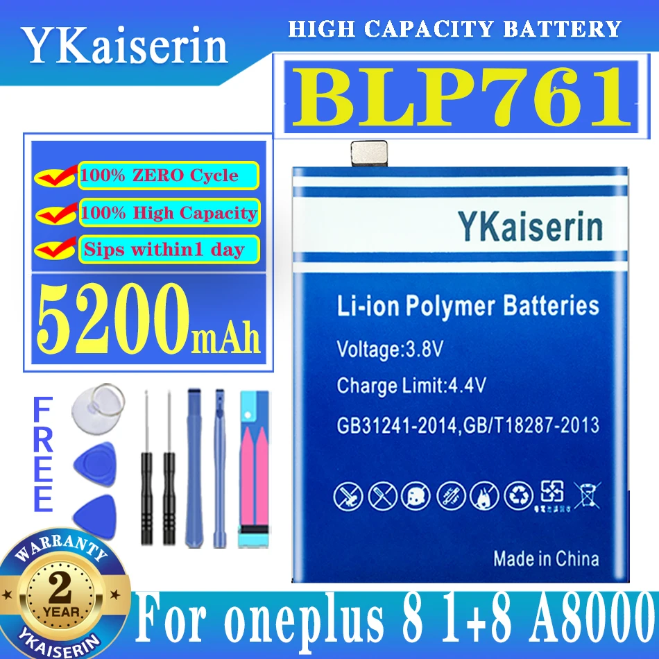 

YKaiserin BLP761 Battery for Oneplus 8 Oneplus 1 + 8 for Oneplus 8 A8000 8 Pro One Plus 8pro 5/5T 6 6T/7 Battery Tools