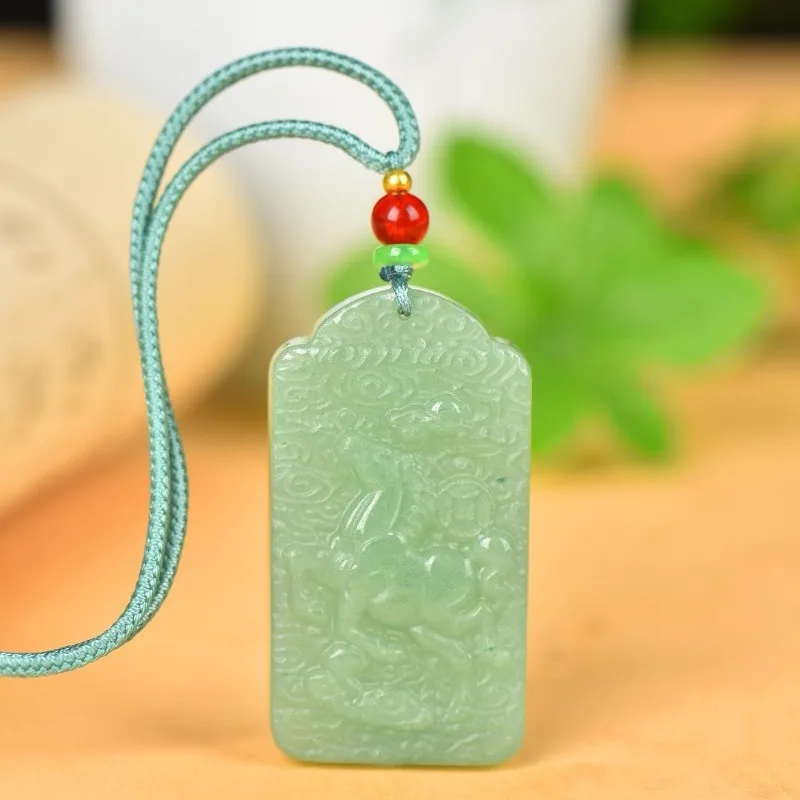Natural Dongling Jade Zodiac Horse Pendant Male and Female To Success Necklace