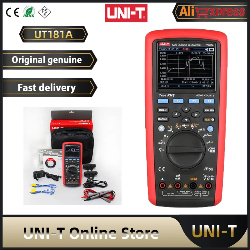 

UNI-T Цифровой мультиметр UT181A, измеритель температуры и сопротивления, емкости и программного обеспечения для ПК, с автонастройкой диапазона,...