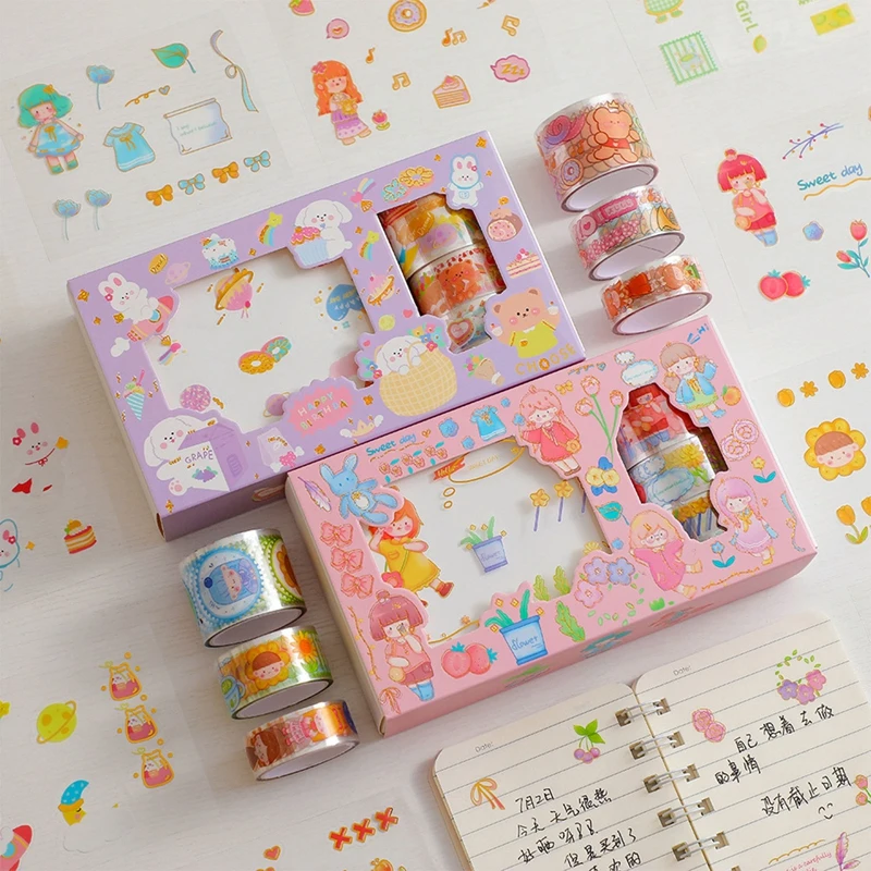 

12 шт./компл. Kawaii мультфильм набор декоративного скотча васи DIY альбом для скрапбукинга наклейка ручной счет Маскировочная лента школьные канцелярские принадлежности подарок