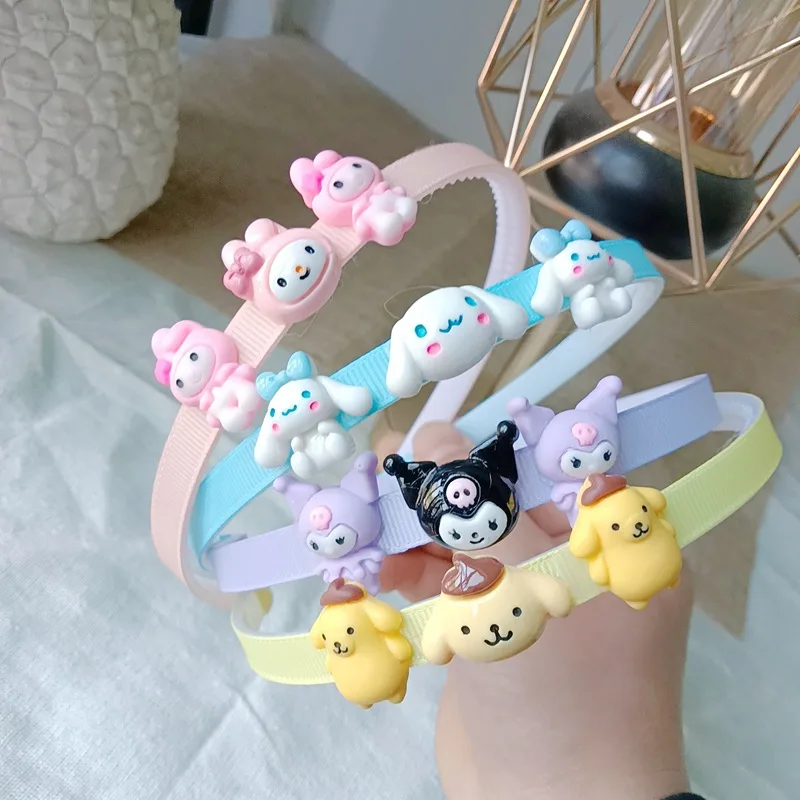 

Милый Sanrios My Melody Cinnamoroll Kuromi Purin мультяшный плюшевый ободок для волос с рисунком лица аксессуары для волос в стиле аниме