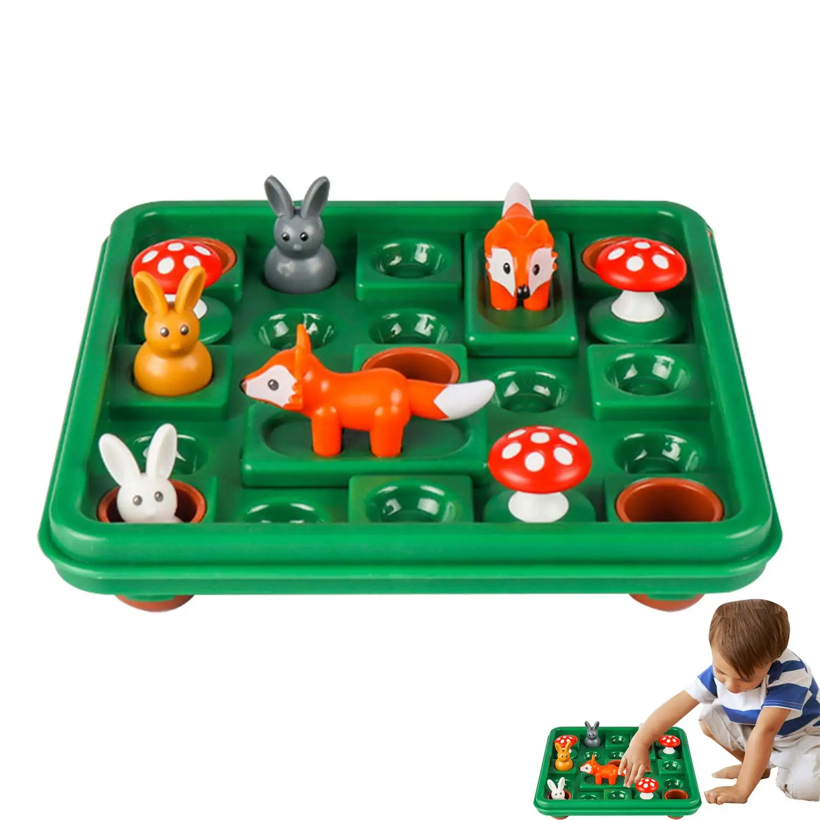 

Bunny Rabbit Competitive Trap Tablet Board Games Funny Rabbit Moving Strategy Tabletop Gift For Children Brain Development