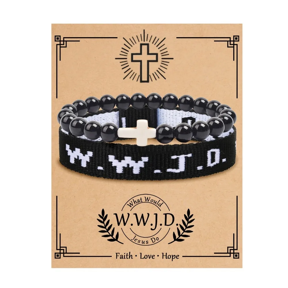 Новые вдохновляющие религиозные браслеты Wwjd 2 шт. подарки христианскому кресту