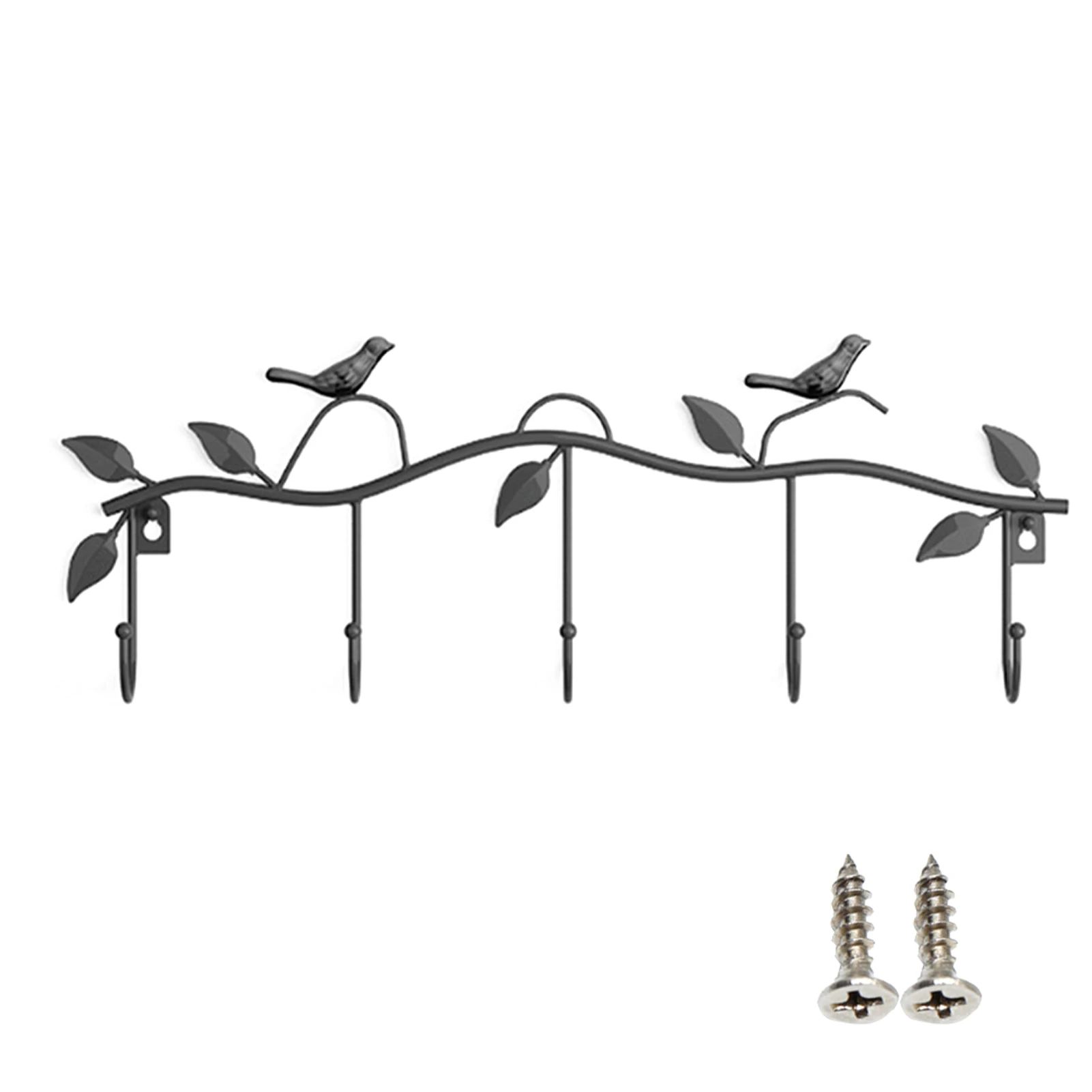 

Iron Entryway Home Decor Towel Hanger Rustic Wall Mounted Door Coat Hook Tree Branch Birds Living Room Clothes Bedroom Durable