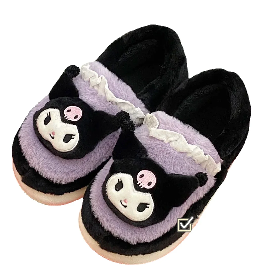 

Kulomi Cotton Slippers Shoes Female Winter Cute Indoor Non-slip Student Dormitory Plus Velvet Warm Thick-soled Plush