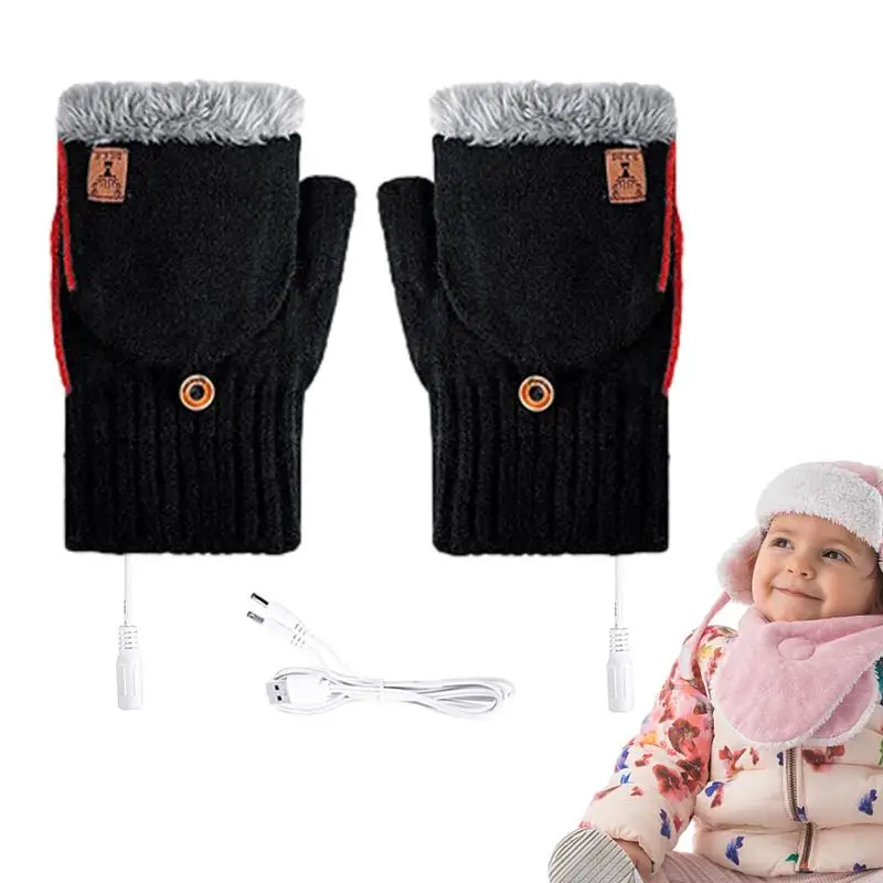 

Перчатки без пальцев с USB-подогревом, перезаряжаемые перчатки с быстрым нагревом, вязаные теплые зимние перчатки, грелка для рук в помещении