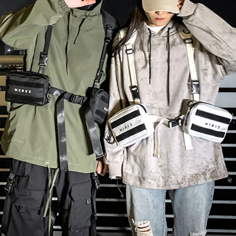 

Unisex Black Chest Rig Bag Streetwear Tactical Vest Hip-hop Chest Bags Fashion Tactics Waist Pack Woman Functional Square Bag