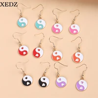 xedz creative yin yang tai chi bagua round earrings simple design heart earrings pendants accessories punk fashion jewelry gifts