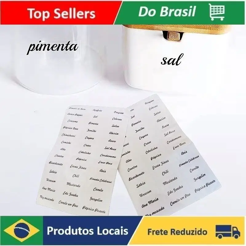 

Etiquetas Adesivas Transparentes Temperos 6x2cm/39 Unidades Cozinha
