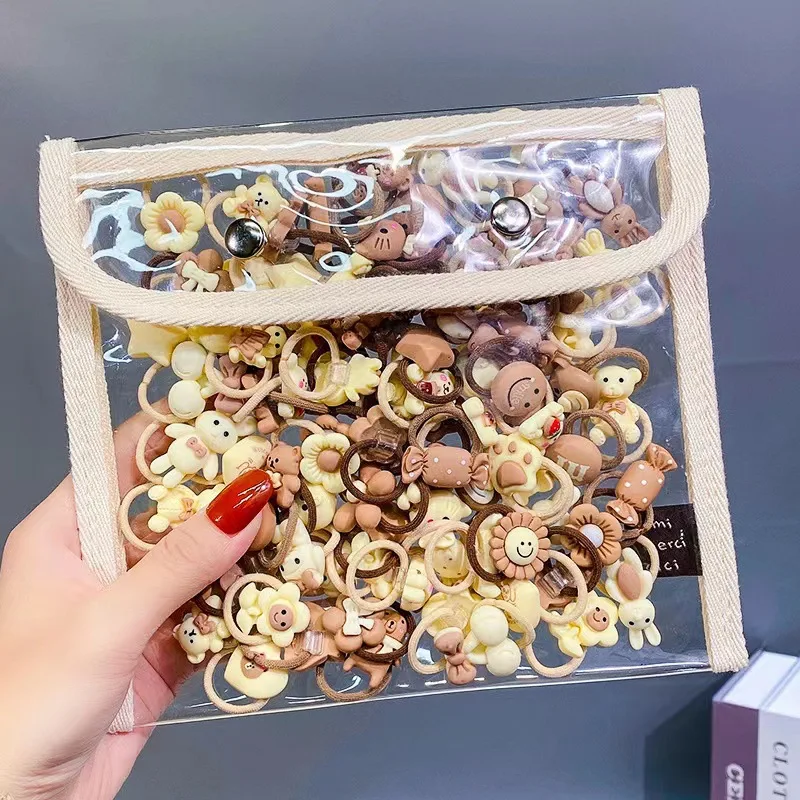 

10 шт. милые эластичные резинки для волос для девочек с мультяшными анимированными цветами маленькие для детей хвост Однотонные резинки для волос резинки аксессуары для волос