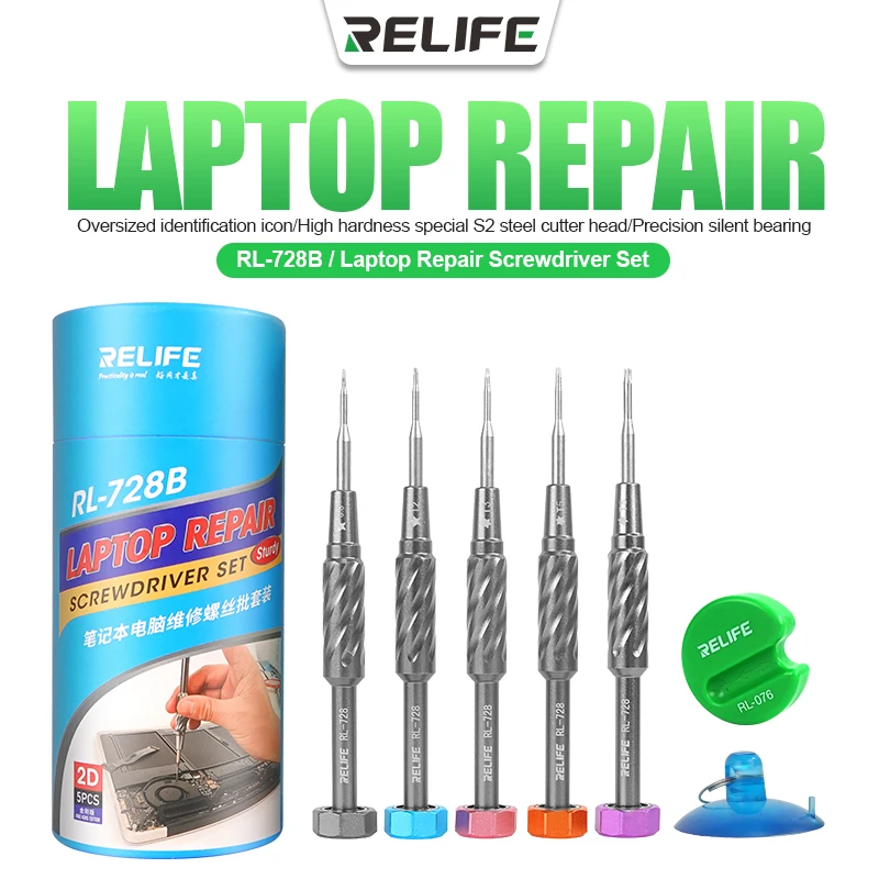 

Relife RL-728B Screwdriver Set For Dismantling Of Notebook Computers For Laptop Repair With Magnetizer And Suction Cup