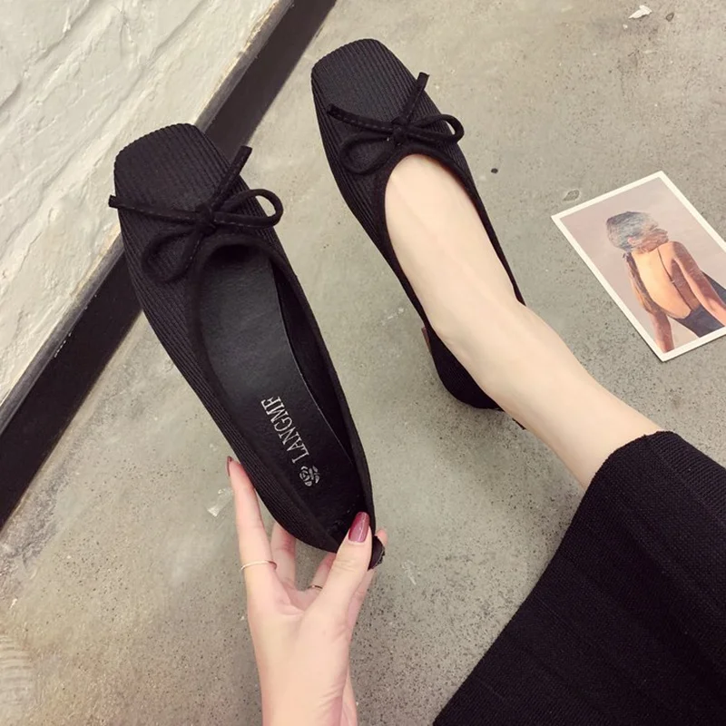 Hot Women Cute Yellow Comfort Spring Slip on Bow Tie Office Shoes Ladies Casual Flat Loafers Chaussures Pour Femmes Pumps