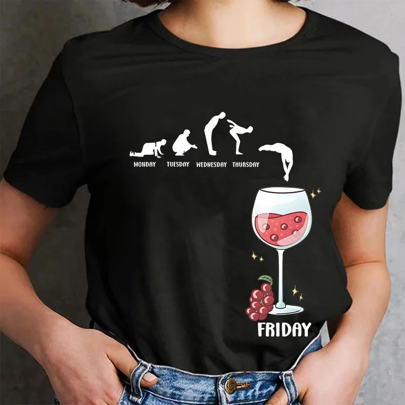 Женская футболка Friday Drinking Day Wine Lover Y2k топы с короткими рукавами футболки для