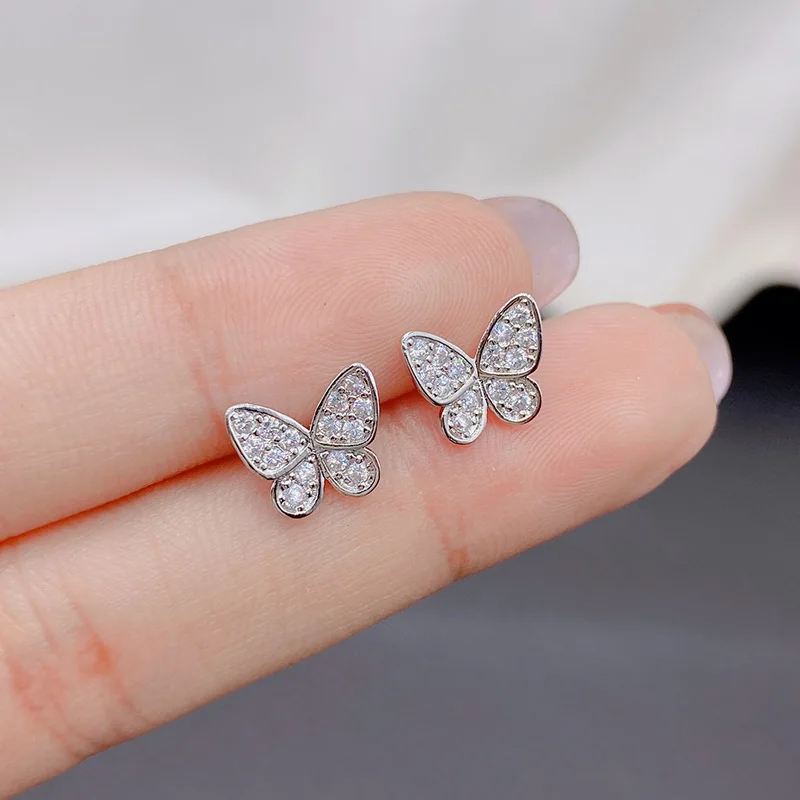 

Женские серьги-гвоздики в богемном стиле, золотистые/Серебристые серьги-пусеты с цирконом и бабочками, модные ювелирные украшения, подарки ...