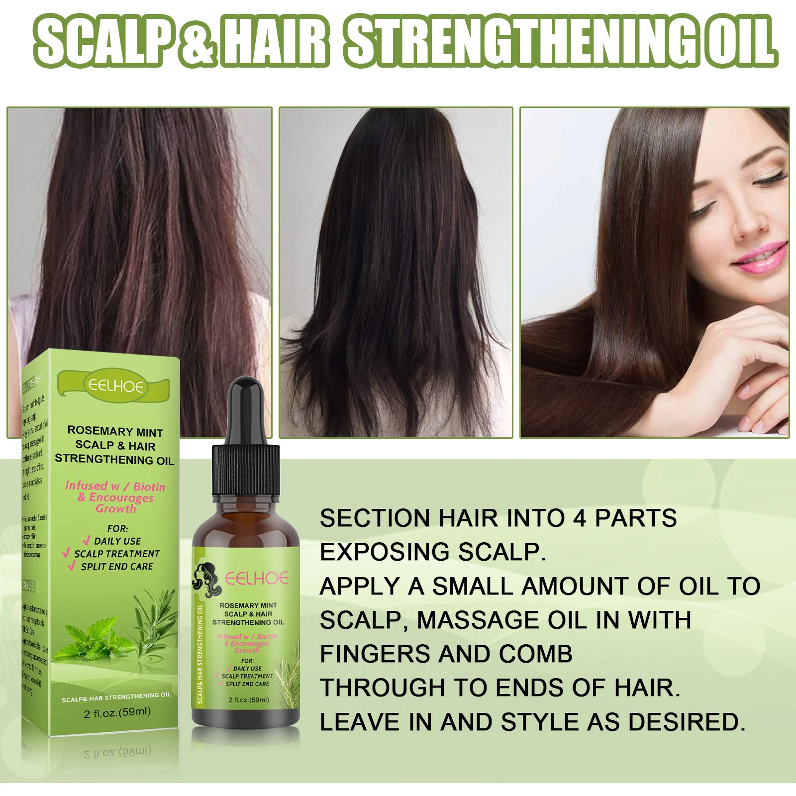 

Mint Hair Nutrition Liquid Hair Growth Liquid Scalp Massage Nursing Soothe Dry, Irritable, Strong and Tough Hair Care Hair