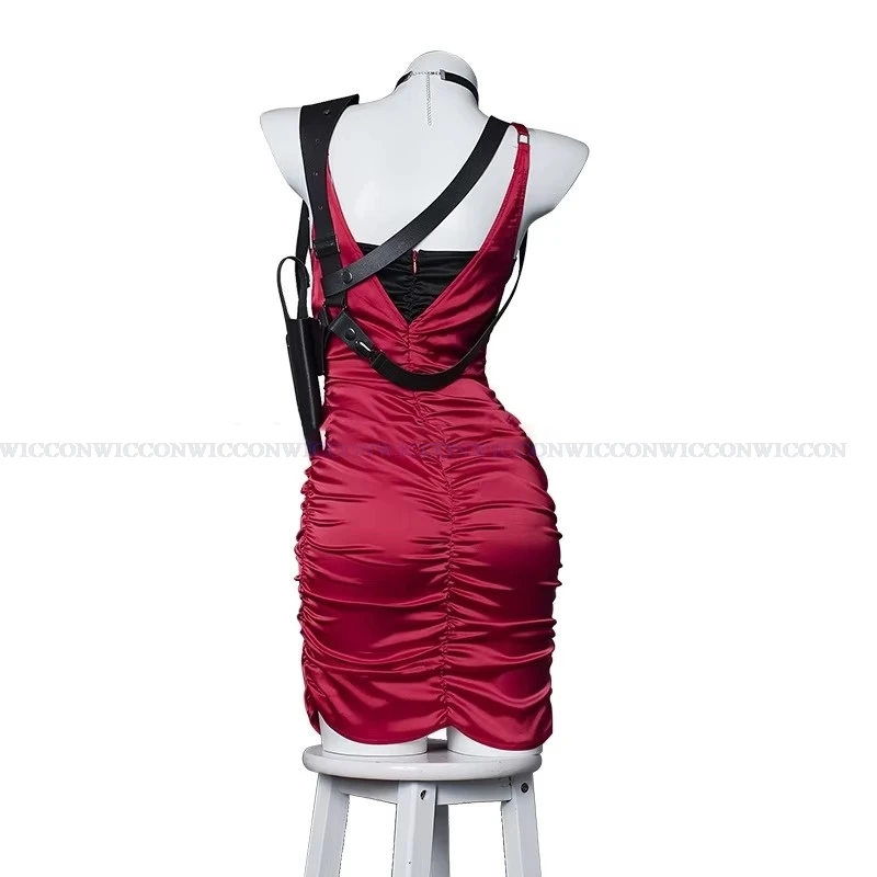Female Resident 4 Ada Wong Cosplay Costume Evil Cheongsam Dress Red Wig Shoes Halloween Carnival Disguise Suit Women Girls
