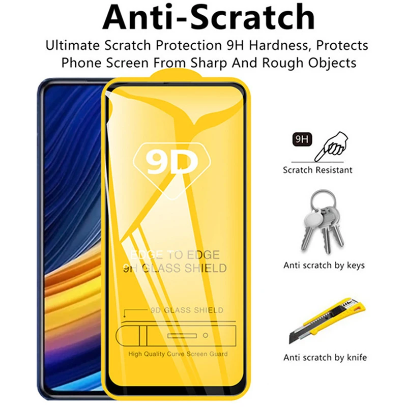 1 3 pcs 9d full cover tempered glass for poco x3 pro nfc m3 pro f3 screen protector for redmi note 10 9 s 8 t a pro screen glass free global shipping