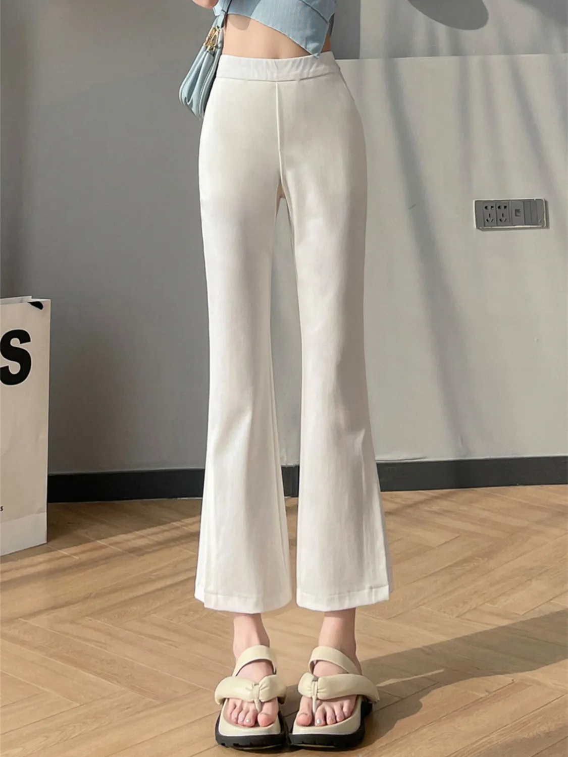 

Flare Pants For Women In 2023 Summer New High Waisted Quarter Flared Pants Versatile Casual Suit Pants For Women