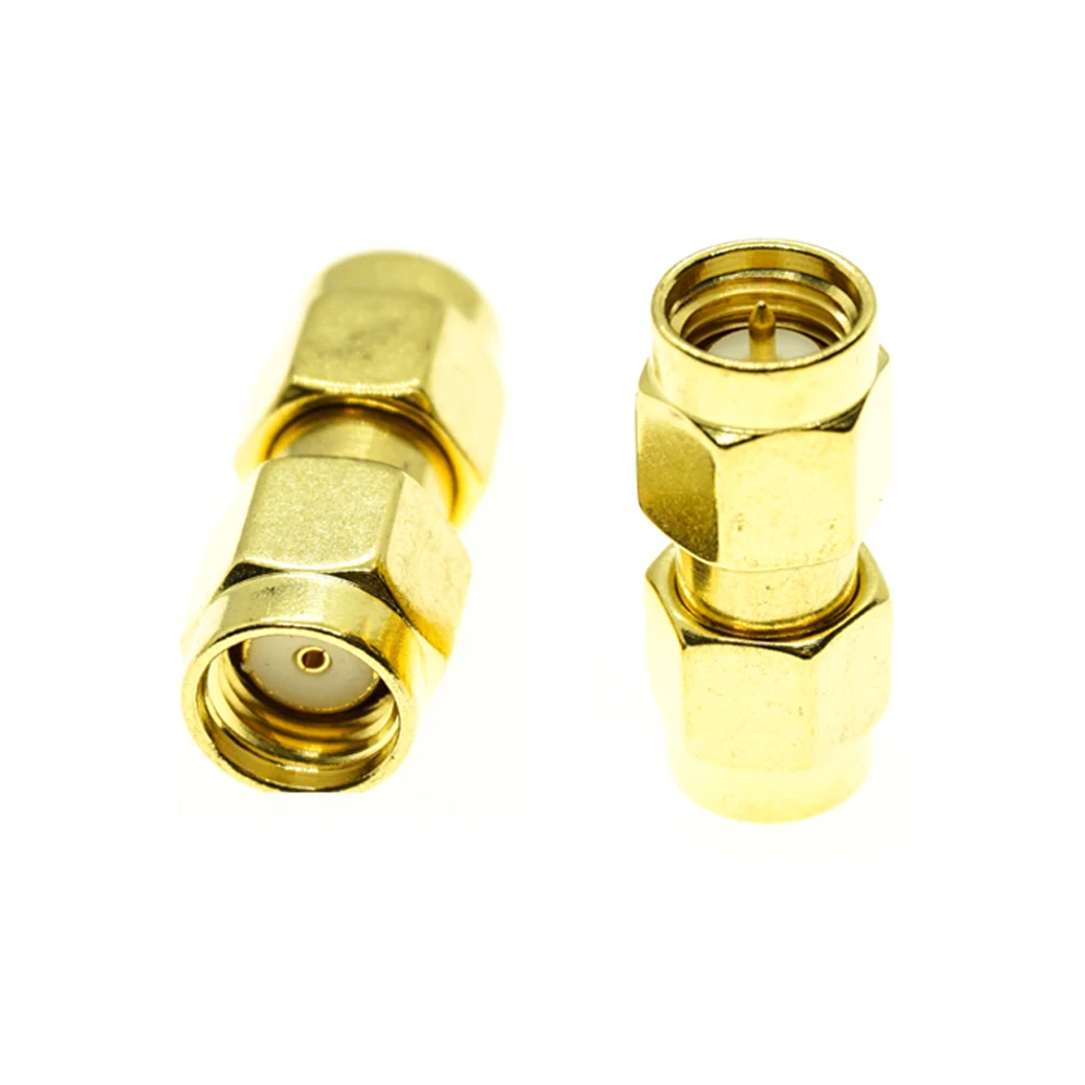 

1X Pcs SMA Male To RP-SMA RPSMA RP SMA Male Plug Cable Antenna Connector Socket Gold Plated Brass Straight Coaxial RF Adapters