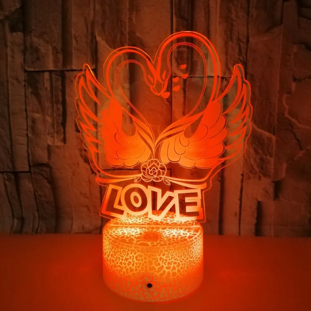 

Swan LOVE 3D Illusion Lamp Colorful Led Night Light Touch LED Visual Table Desk Lamp Christmas Gift Valentine's Day Decoration