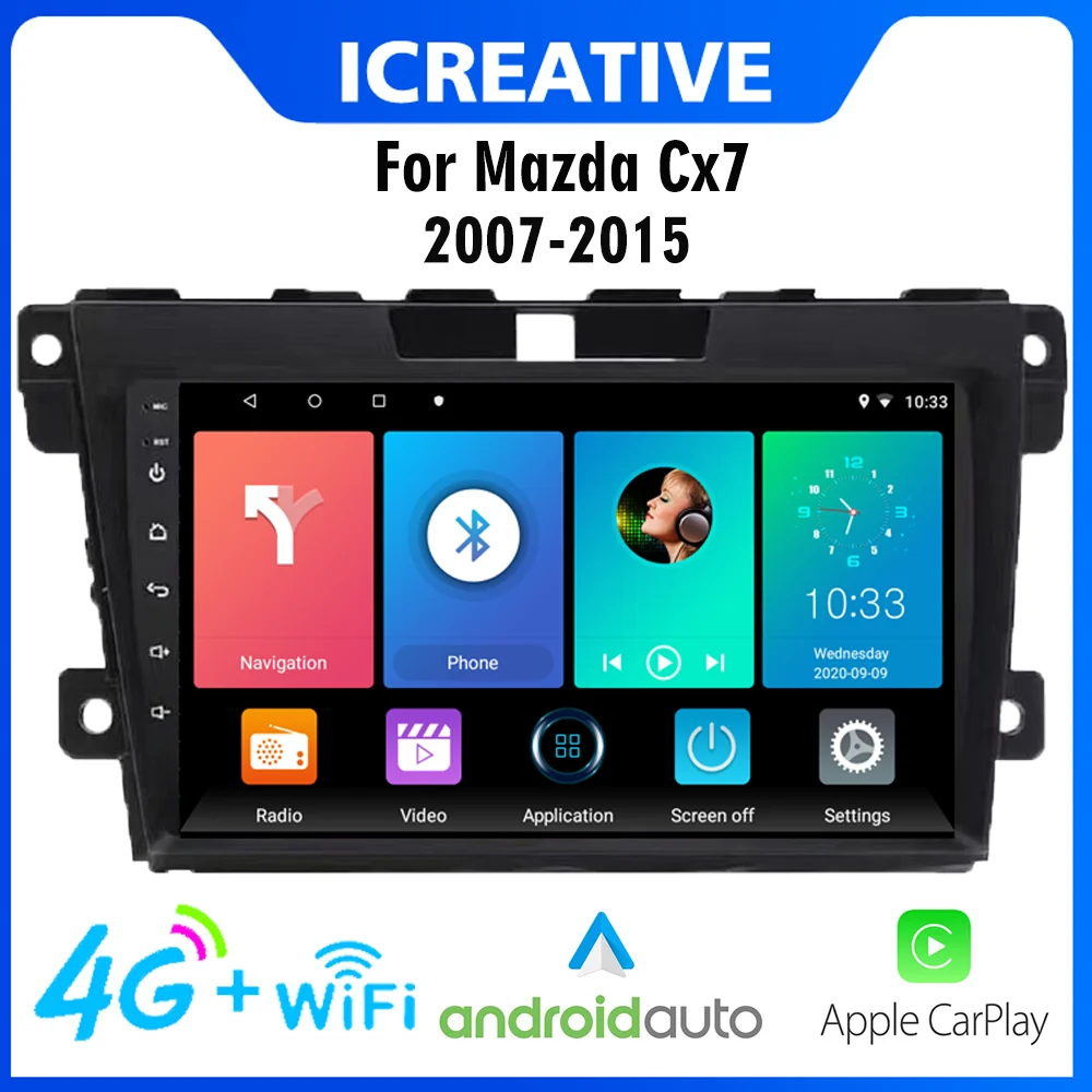 

CarPlay Автомагнитола Магнитола 2 Din, стерео, Android, Wi-Fi, GPS-навигация, мультимедийный плеер для Mazda Cx-7 2007-2015, головное устройство с рамкой 2 дин андро...