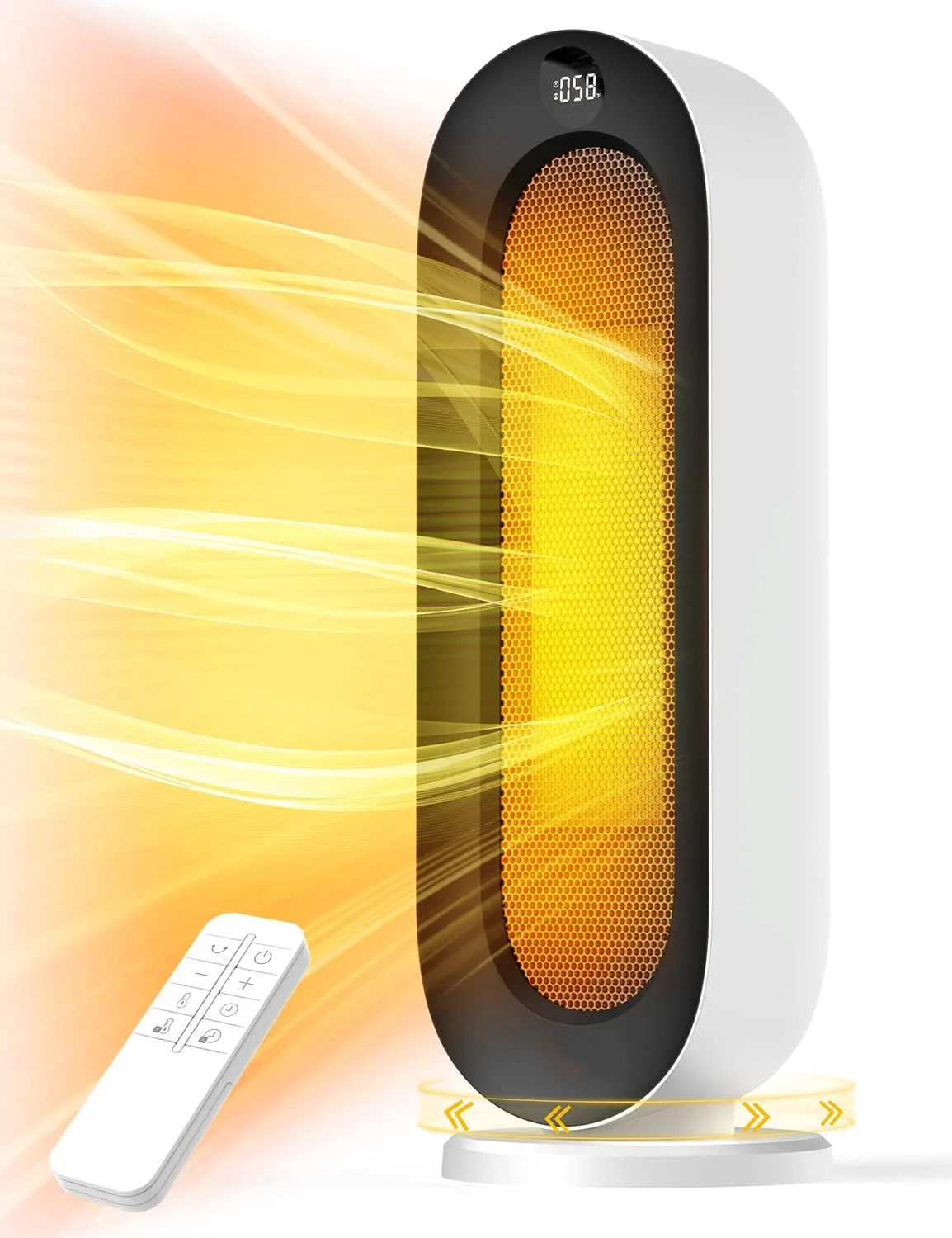 

Heater for Indoor Use,1500W Fast Heating Ceramic Heater with Remote,90°Oscillating, Overheating & Tip-Over Protection, Dig