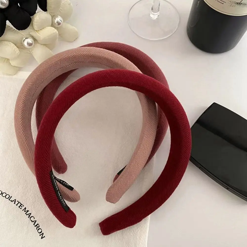 

Headwear Solid Color High Cranial Top Hair Band Sponge Headband Female Hairbands Korean Style Headwear Wide Hair Hoop