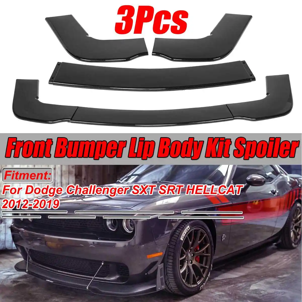 

Новинка 3 шт. автомобильный передний бампер разветвитель губ спойлер диффузор дефлектор губ Для Dodge для Challenger SXT SRT HELLCAT 2012-2019 все