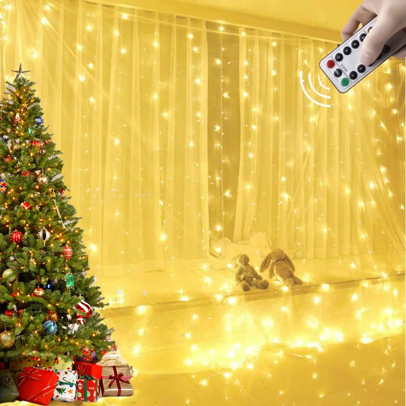 

Рождественская светодиодная гирлянда-занавеска, 3 м, USB, 8 режимов, пульт дистанционного управления, праздничное свадебное освещение, гирлянда для спальни, украшение для дома