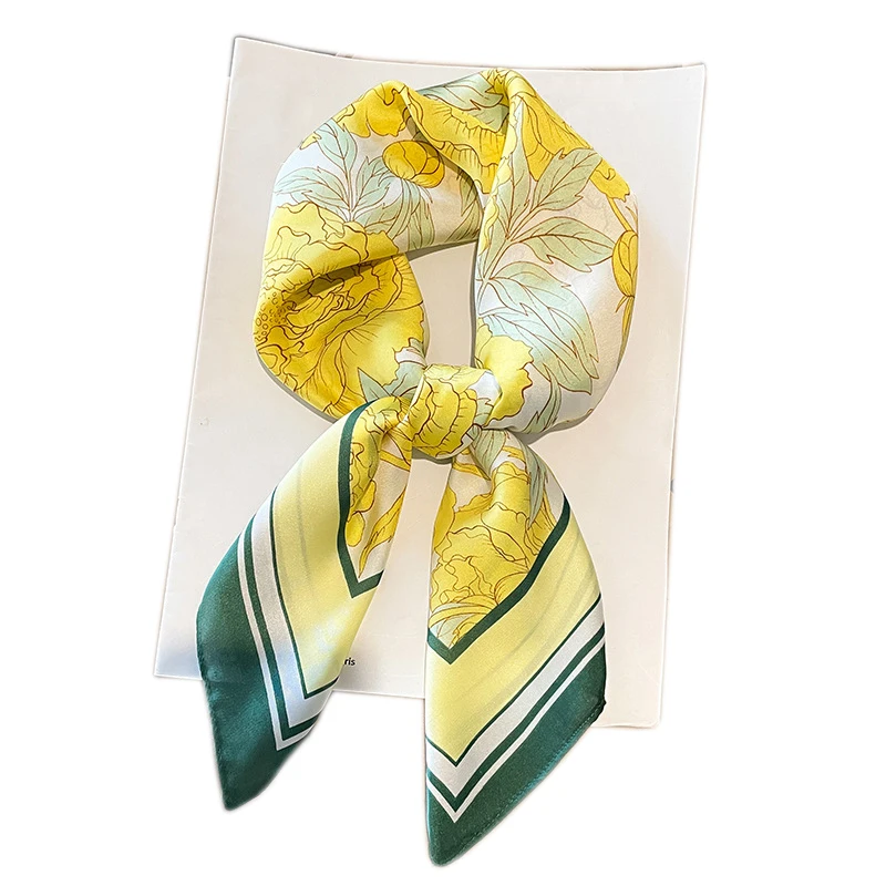 

Маленький квадратный атласный шарф, элегантный атласный платок с цветочным принтом, с наброском, 70 Х70 см