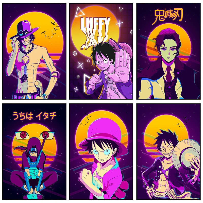 

Anime One Piece Canvas Painting Luffy and Naruto Poster Wall Art Prints and Abstract Pictures Home Bedroom Decoration Cuadros