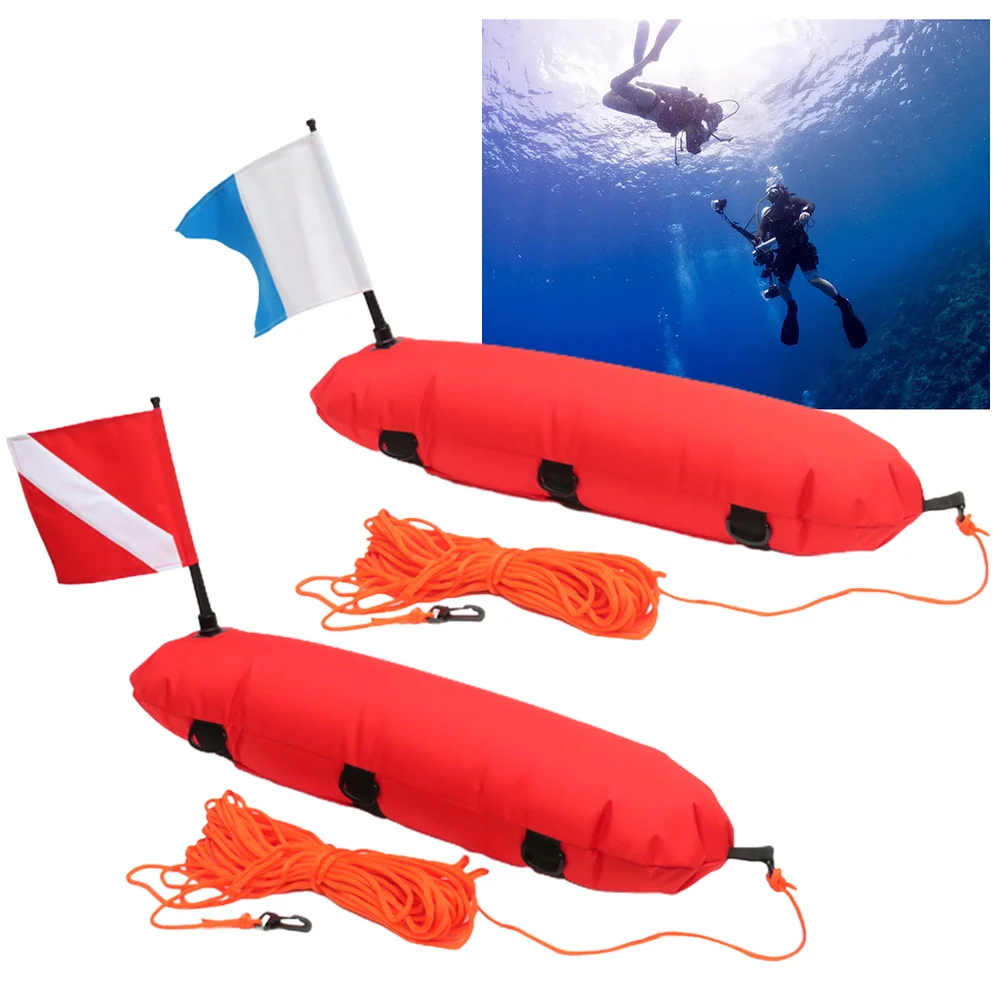 

1x Inflatable Scuba Diving Float Buoy & Dive Flag For Freediving Spearfishing Fishing Hunting Diving Inflatable Float Buoy