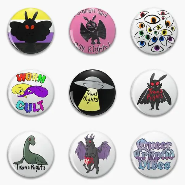 Заколка для воротника Queer Cryptid Vibes Eyes Genderqueer на мягкой пуговице настраиваемая