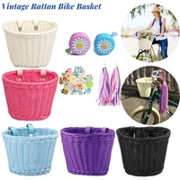 bicycle basket kids front handlebar rattan handwoven bike basket kids woven bike pannier for boys girls bicycles pannier