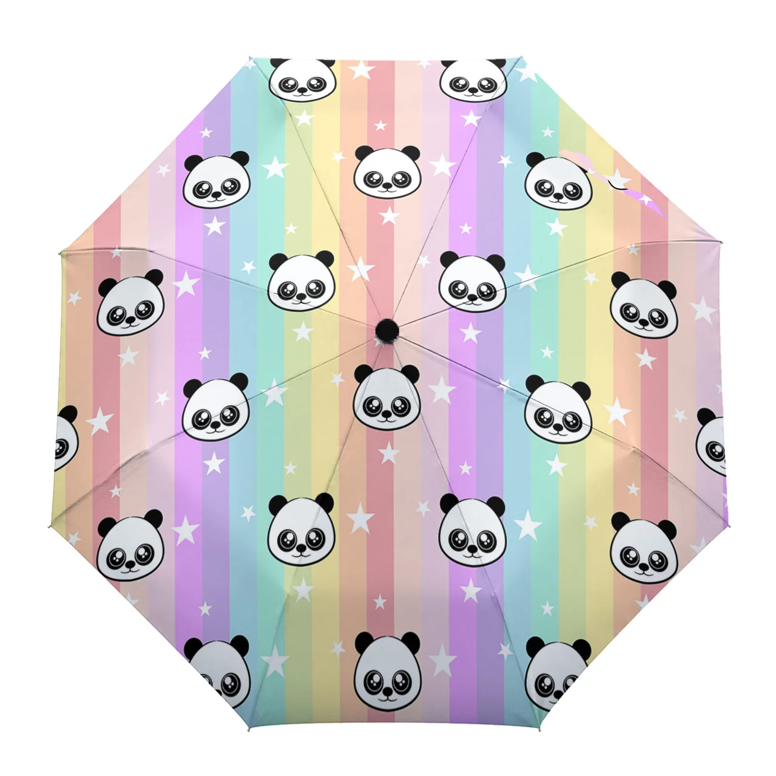 

Animal Panda Star Rainbow Stripes Creative Umbrella Rain Women Automatic Three Folding Umbrellas Windproof Parasol Parapluie