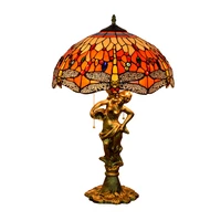 40cm creative classic red dragonfly lampshade beauty alloy table lamp tiffany style living room bedroom bar hotel lamp