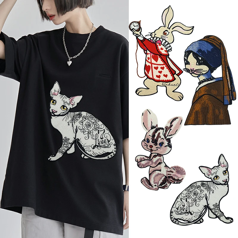 

embroidery cat patch,cats badges,cute animal beads appliques,cartoon patches for clothing DIY accessory WF2281013
