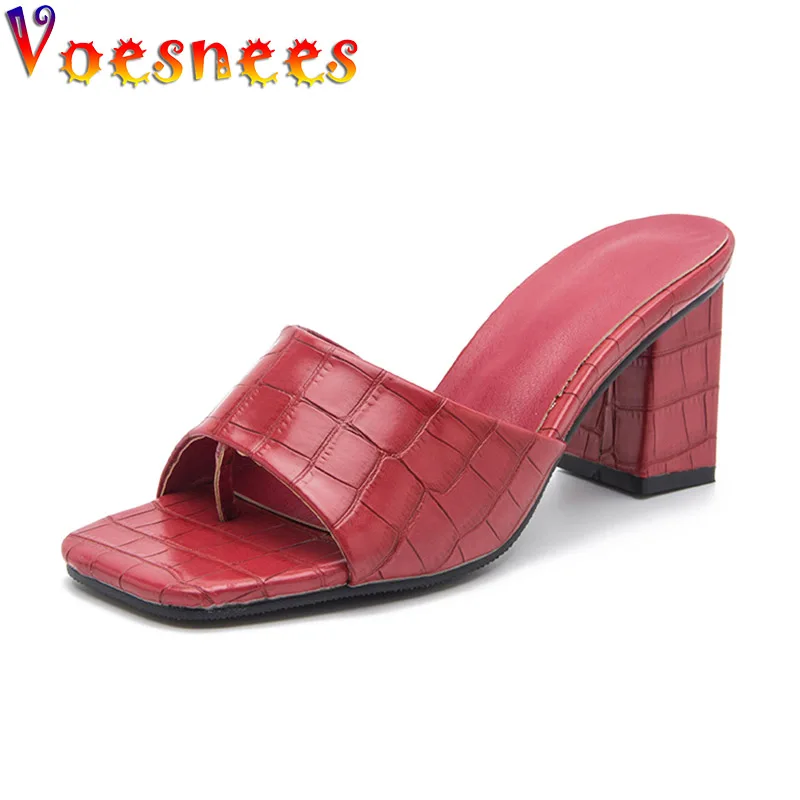 

Туфли-лодочки женские, базовые сандалии, крокодиловый узор, модная обувь на высоком квадратном каблуке 8 см, уличные тапочки на толстом каблуке