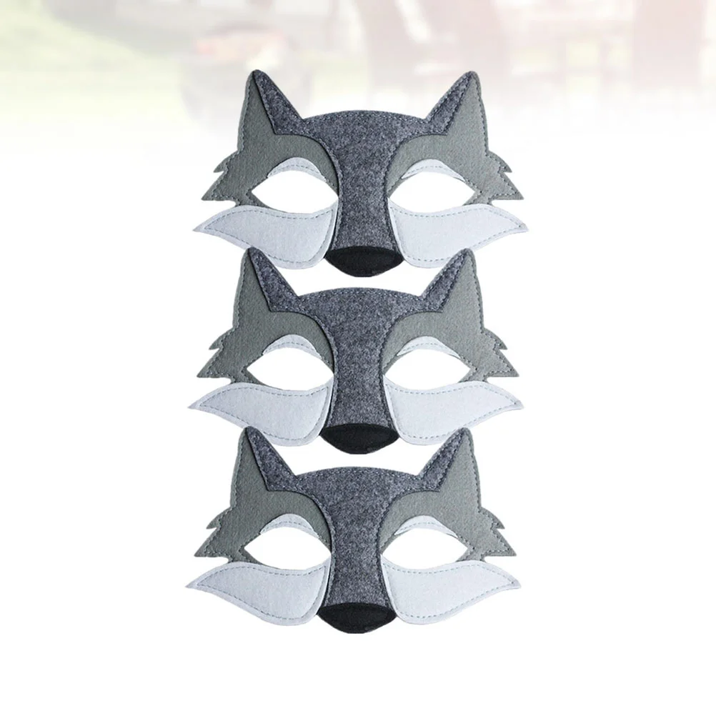 

3PCS Wolf Mask Decor Funny Felt Wolf Mask Decor Cosplay Party Wolf Head Mask Props for Child Boys Children Kids