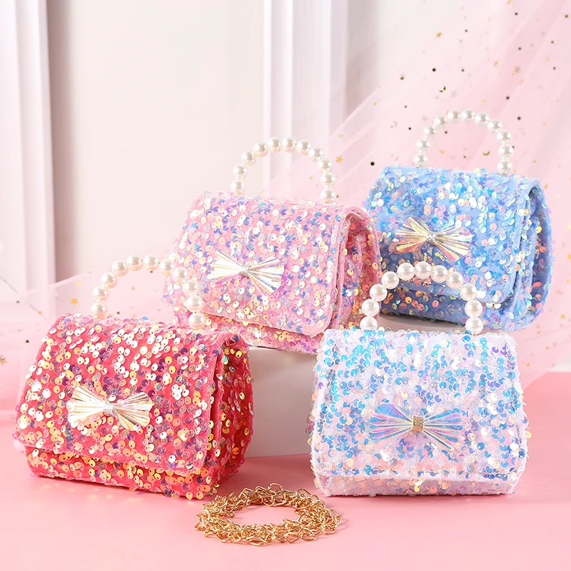 

Girl Princess Bag Cute Kids Mini Crossbody Bags for Girls Sequin Tote Hand Bag Toddler Purses and Handbags Gift