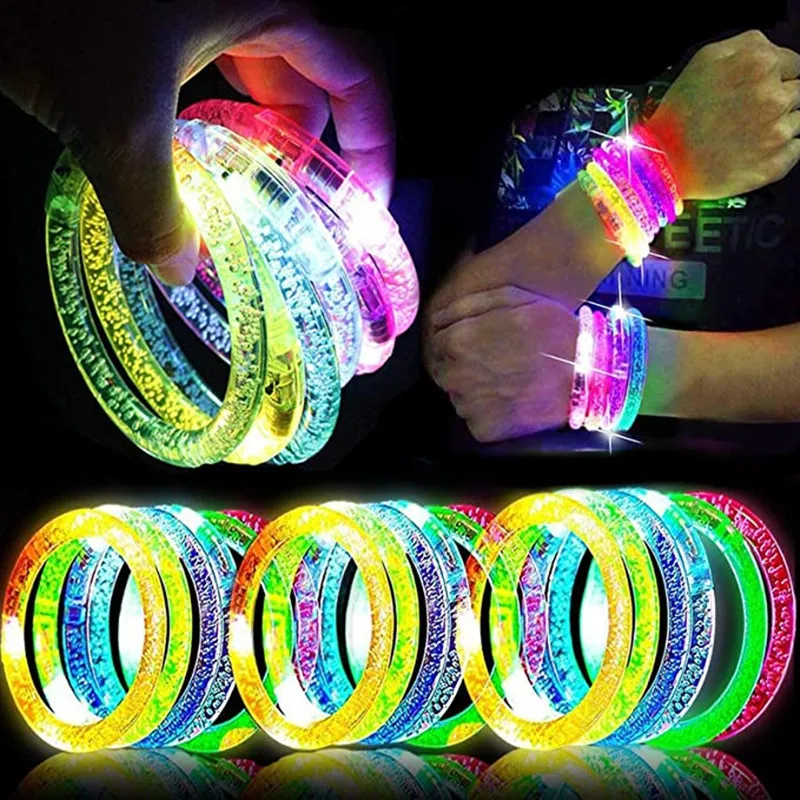 Glow Sticks Bracelets Party Supplies Glow in The Dark LED Flashing Wrist LED Luminous Bangle Bracelet Light Up Toys Wedding Deco
