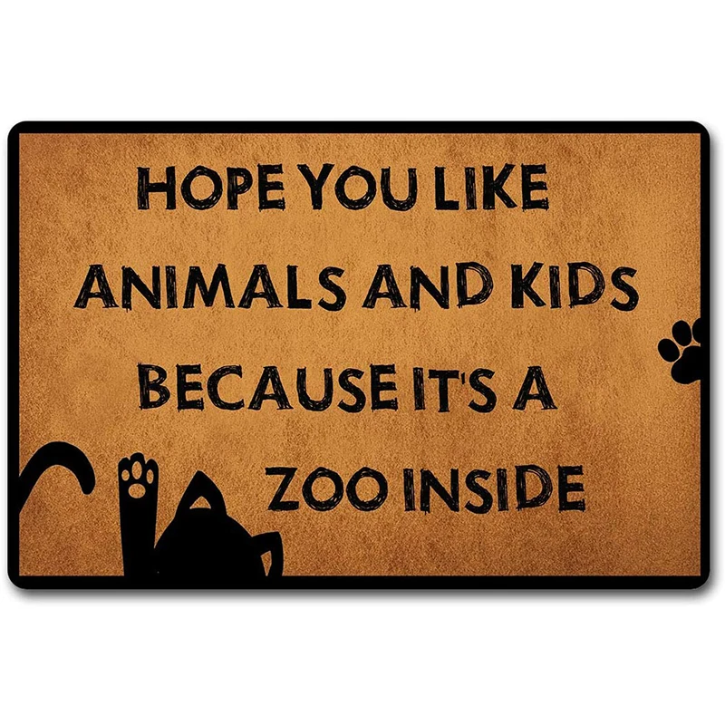 

Забавный приветственный коврик надеюсь, что вам нравятся животные и дети, потому что это зоопарк внутри входной двери, напольный коврик, нес...