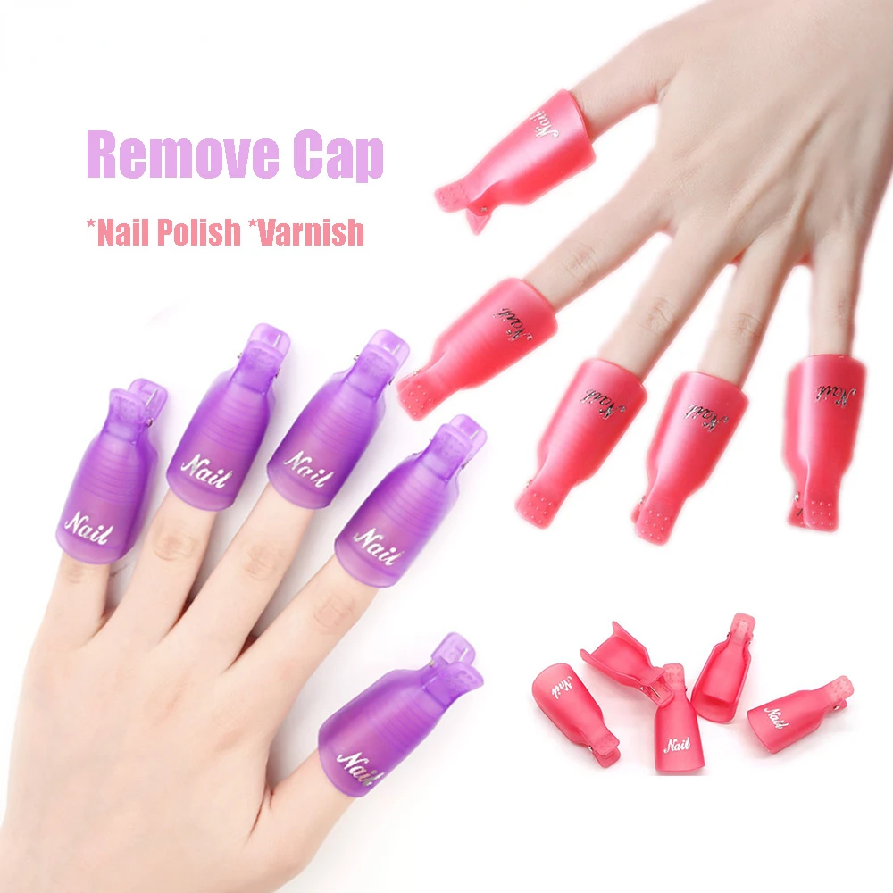 

10pcs/lot Nail Remove Cap Clip 4Pink/Purple/White/Black Wraps Cleaner Soak Off UV Gel Varnish Nail Polish Tool Remover 4.5*2.2CM