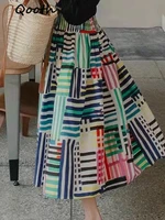 zeolore 2022 summer womens patchwork color a line chiffon midi length skirt white skirt casual high waist skirt qt1789