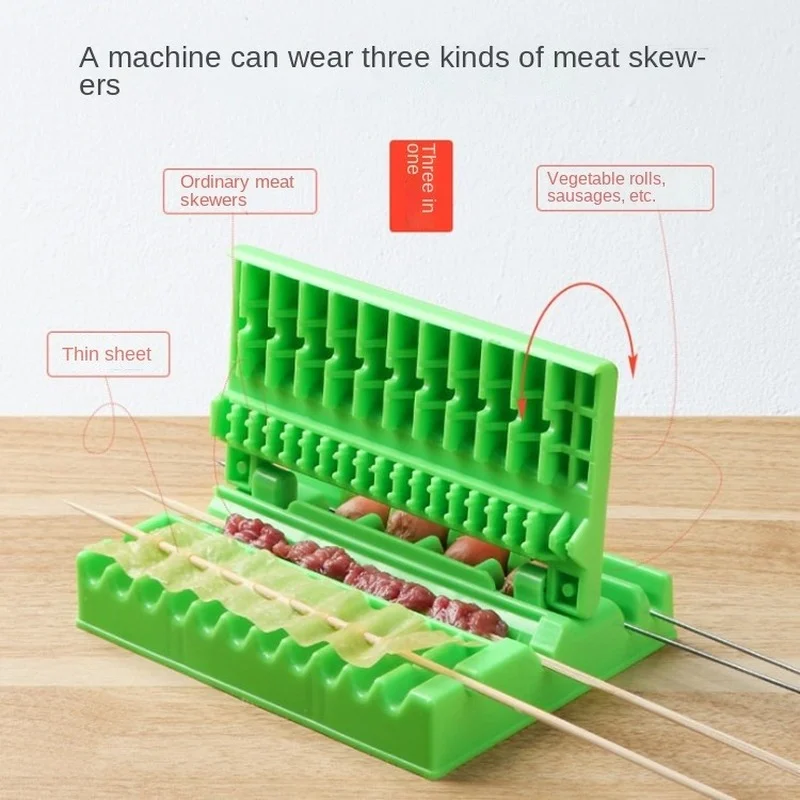 

Skewers Kebab Maker Barbecue Stringer Box Machine Beef Pork Meat Vegetables String Grill Kitchen Accessories Outdoor BBQ Gadget