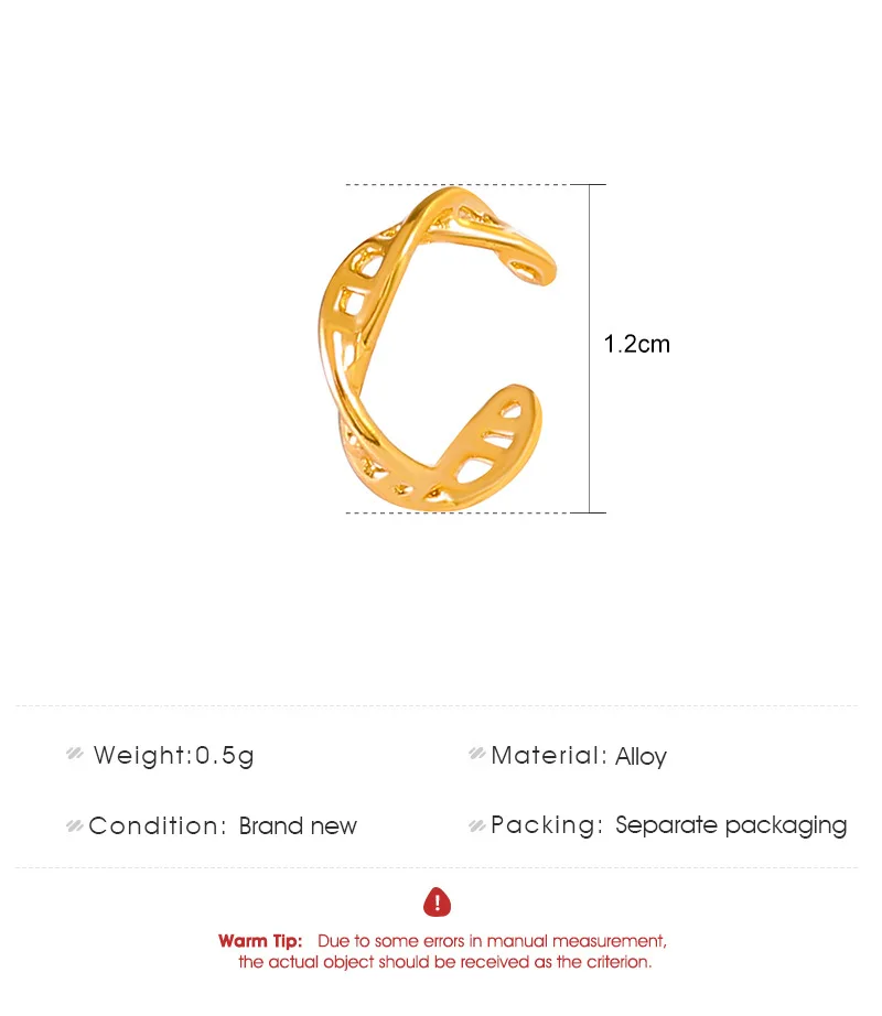 Простые свежие серьги-клипсы в стиле ретро с геометрическим стилем золотые