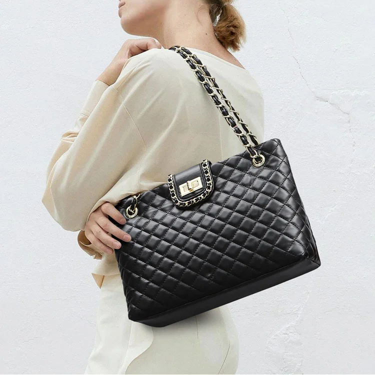 

high quality luxury brand MY Leather Women's 2023 New One Shoulder Tote Lingge Chain Bag Fashion
